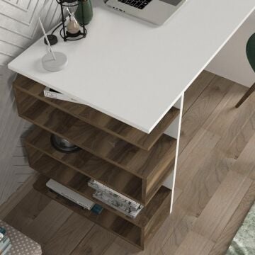 Snake Çalışma Masası Beyaz-Ceviz