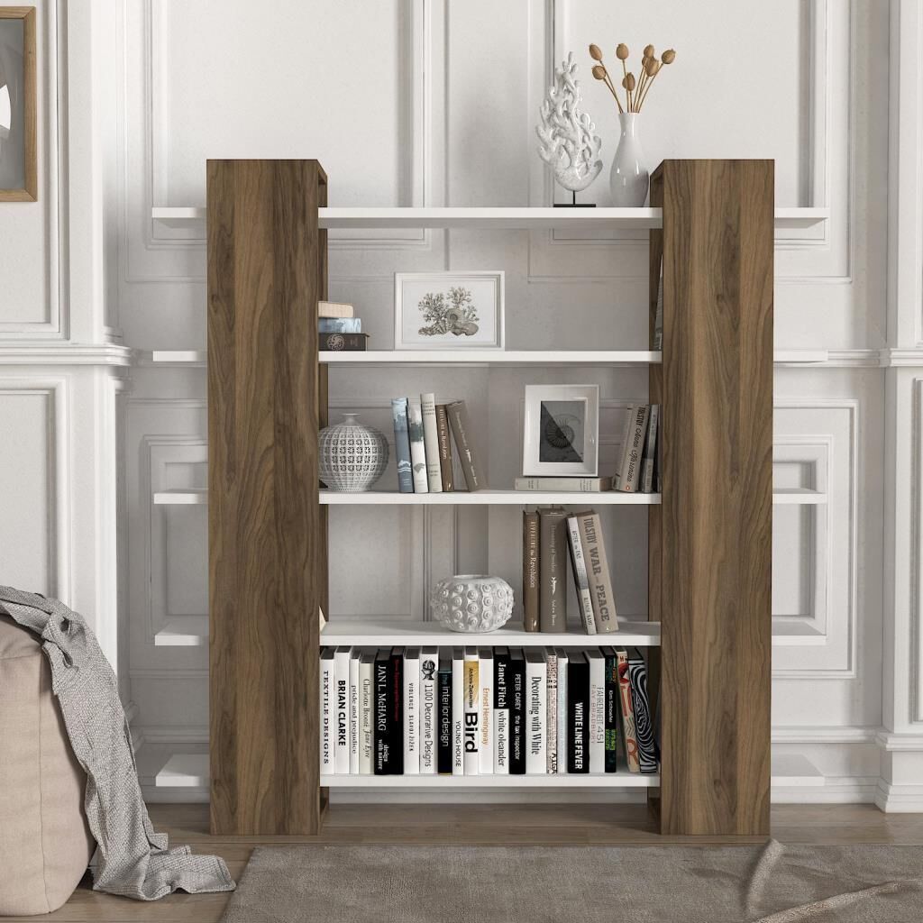 Pool Kitaplık Beyaz-Ceviz