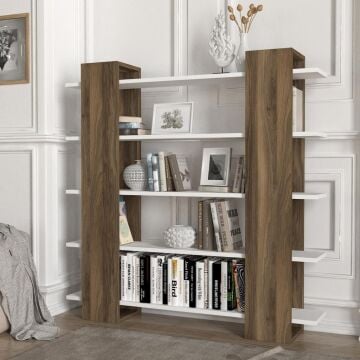 Pool Kitaplık Beyaz-Ceviz