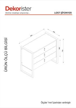 Lost Metal 3 Çekmeceli Şifonyer Ceviz