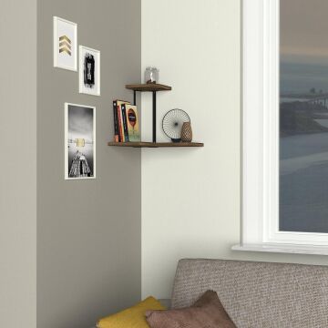 Agora Köşe Duvar Rafı Ceviz