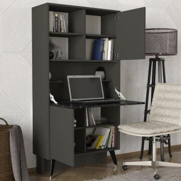 Radica Kitaplık Antrasit- Mermer