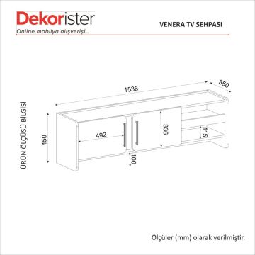 Venera Tv Sehpası Kumtaşı - Senkronsiyah 150 cm