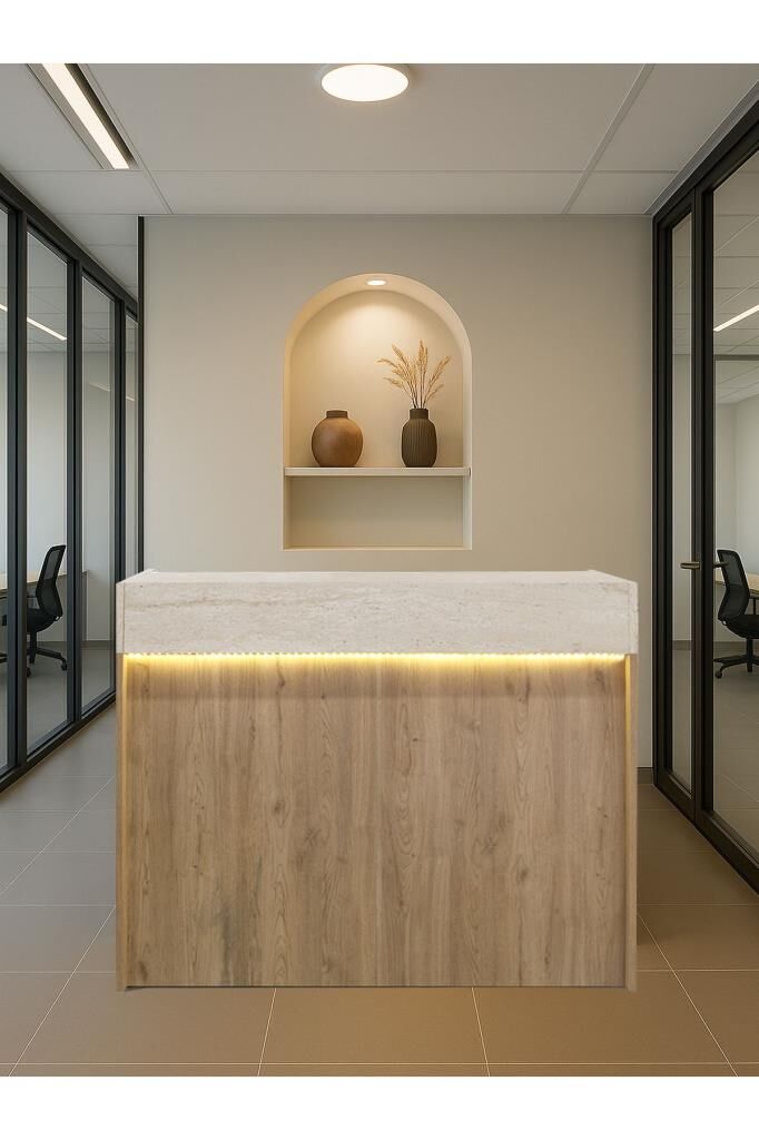 Wilko Çekmeceli Karşılama Masası Karşılama Bankosu Ledli 110 Cm Sepet - Traverten