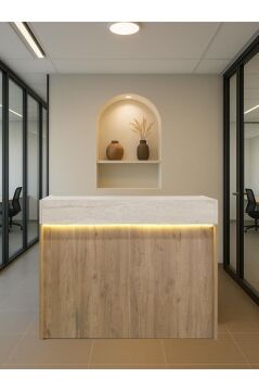 Wilko Çekmeceli Karşılama Masası Karşılama Bankosu Ledli 110 Cm Sepet - Traverten