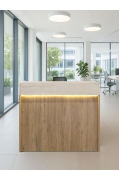 Wilko Çekmeceli Karşılama Masası Karşılama Bankosu Ledli 110 Cm Sepet - Traverten