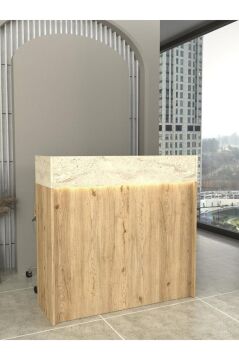 Wilko Çekmeceli Karşılama Masası Karşılama Bankosu Ledli 110 Cm Sepet - Traverten