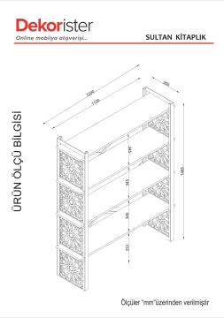 Dekorister Sultan Ferforce Lazer Kesim Metal Kitaplık Beyaz