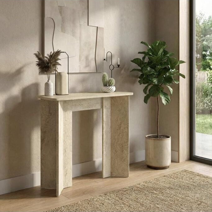 Mara Modern Holl Antre Dresuar, Salon & Oturma Odası Mobilyası Traverten 90 cm