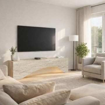 Mara LED'li Tv Sehpa & Ünitesi, Modern Tasarım, Kolay Kurulum Salon Mobilyası Traverten 150 cm