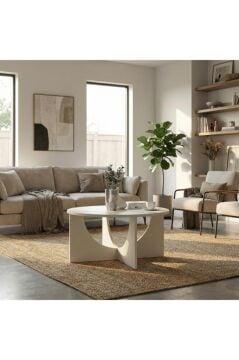 Lemmar Orta Sehpa, Modern Salon ve Oturma Odası Sehpası Kumtaşı