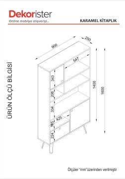 Karamel Kitaplık Ceviz-Antrasit