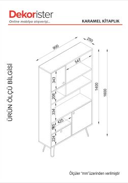 Karamel Kitaplık Ceviz-Antrasit