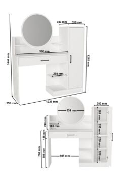 Dorpek Andera Aynalı Makyaj Masası, Çekmeceli Makyaj Masası & Organizeri