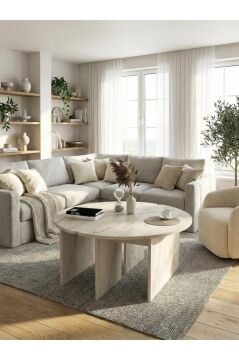 Dorpek Dorena Ayarlanabilir Modüler İkili Orta Sehpa, Salon Orta Sehpa, Modern Tasarım | Traverten