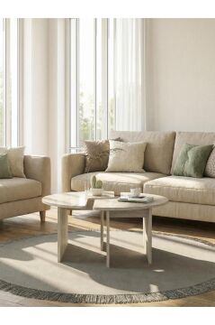 Dorpek Dorena Ayarlanabilir Modüler İkili Orta Sehpa, Salon Orta Sehpa, Modern Tasarım | Traverten