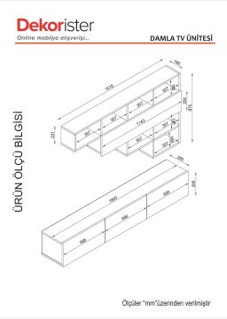 Damla Tv Ünitesi Beyaz-Ceviz