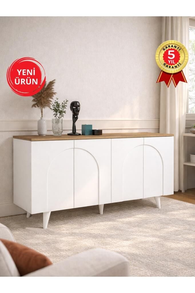 Dorpek Bono Bohem Konsol, TV Ünitesi Konsol & Salon Konsolu 150 cm | Beyaz - Sepet