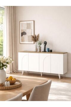 Dorpek Bono Bohem Konsol, TV Ünitesi Konsol & Salon Konsolu 150 cm | Beyaz - Sepet