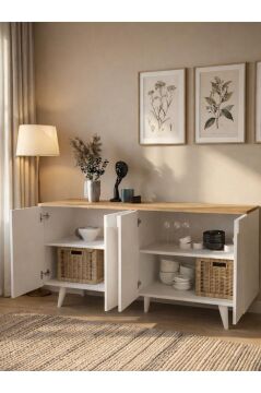Dorpek Bono Bohem Konsol, TV Ünitesi Konsol & Salon Konsolu 150 cm | Beyaz - Sepet