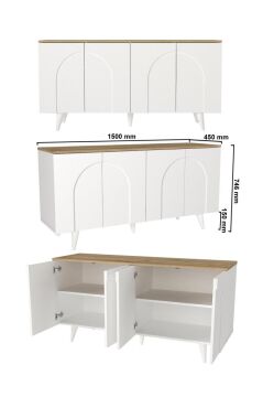 Dorpek Bono Bohem Konsol, TV Ünitesi Konsol & Salon Konsolu 150 cm | Beyaz - Sepet