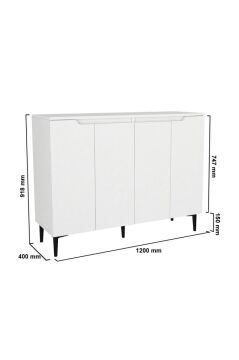 Dorpek Olie 4 Kapaklı Çok Amaçlı Dolap, Erzak Dolabı, Kahve Köşesi Dolabı & Kiler Dolabı 120 cm Beyaz