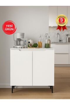 2 Kapaklı Çok Amaçlı Dolap, Erzak Dolabı, Kahve Köşesi Dolabı Kiler Dolabı 90 cm Beyaz | Olie