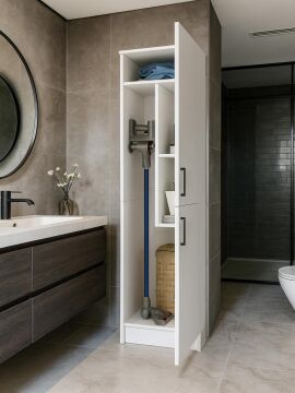 Rovi Banyo Dolabı & Kiler Dolabı, Çok Amaçlı Dolap - Ütü Masası Dolabı | Beyaz