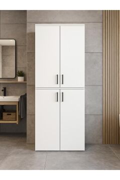 Dorpek Tani Kapaklı Çamaşır ve Kurutma Makinesi Dolabı, Çok Amaçlı Dolap, Beyaz Banyo Dolabı