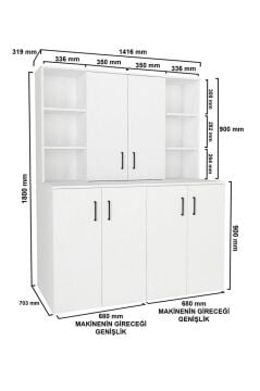 Dorpek Sanda Çamaşır ve Kurutma Makinesi Dolabı, Çok Amaçlı Banyo Dolabı, Çamaşır Makinesi Dolabı | Beyaz
