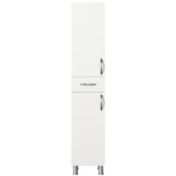 Dekorister Selin Beyaz Banyo Boy Dolabı - 2 Kapaklı 1 Çekmeceli Çok Amaçlı Kiler ve Deterjan Dolabı