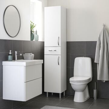 Selin 2 Kapak 1 Çekmeceli Banyo Boy Dolabı Beyaz