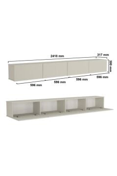 LED'li Tv Sehpa & Ünitesi, Duvara Monte Tv Ünitesi Kumtaşı 240 cm | Homeros