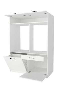 Dorpek Lipa Çamaşır Kurutma Makinesi Dolabı, Banyo Dolabı & Çamaşır Makinesi Kirli Sepeti | Beyaz