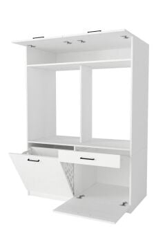 Dorpek Lipa Çamaşır Kurutma Makinesi Dolabı, Banyo Dolabı & Çamaşır Makinesi Kirli Sepeti | Beyaz