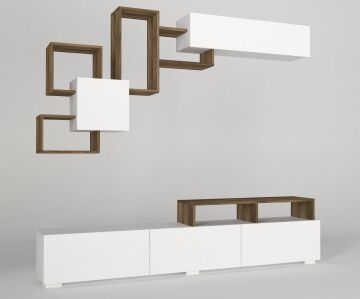 Elit Tv Ünitesi Beyaz-Ceviz