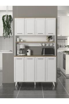 Potter 4 Kapaklı Mutfak Dolabı Kahve Köşesi Çok Amaçlı Dolap Beyaz - Rota 120 Cm