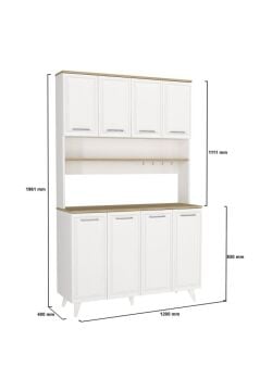 Potter 4 Kapaklı Mutfak Dolabı Kahve Köşesi Çok Amaçlı Dolap Beyaz - Rota 120 Cm