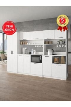 11 Kapaklı Kahve Köşesi, Çok Amaçlı Dolap Mutfak Dolabı, Kiler Erzak Dolabı Beyaz 277 cm | Tuco
