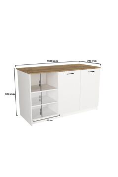 Dorpek Peres Mutfak Ada Mutfak Dolabı Çok Amaçlı Ada Dolap 150cm Beyaz