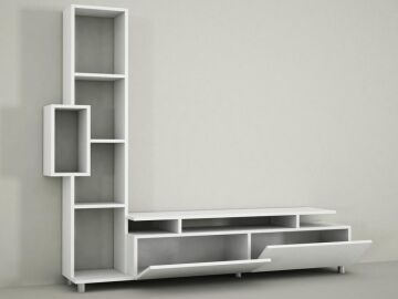 Tulip Kitaplıklı Tv Ünitesi Beyaz