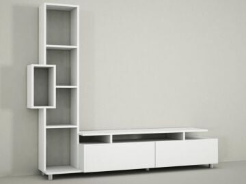 Dekorister Tulip Kitaplıklı Tv Ünitesi Beyaz
