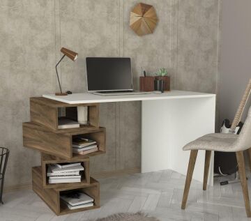 Jengal Çalışma Masası Beyaz-Ceviz