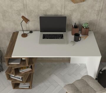 Jengal Çalışma Masası Beyaz-Ceviz