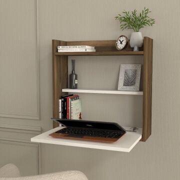 Laptop Çalışma Masası Beyaz-Ceviz