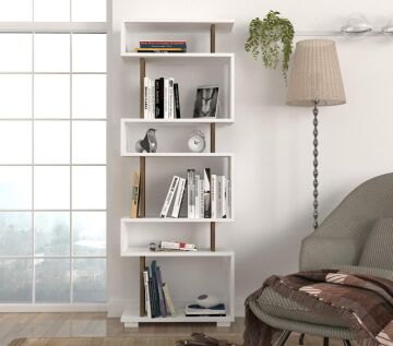 Blok Kitaplık Beyaz-Ceviz