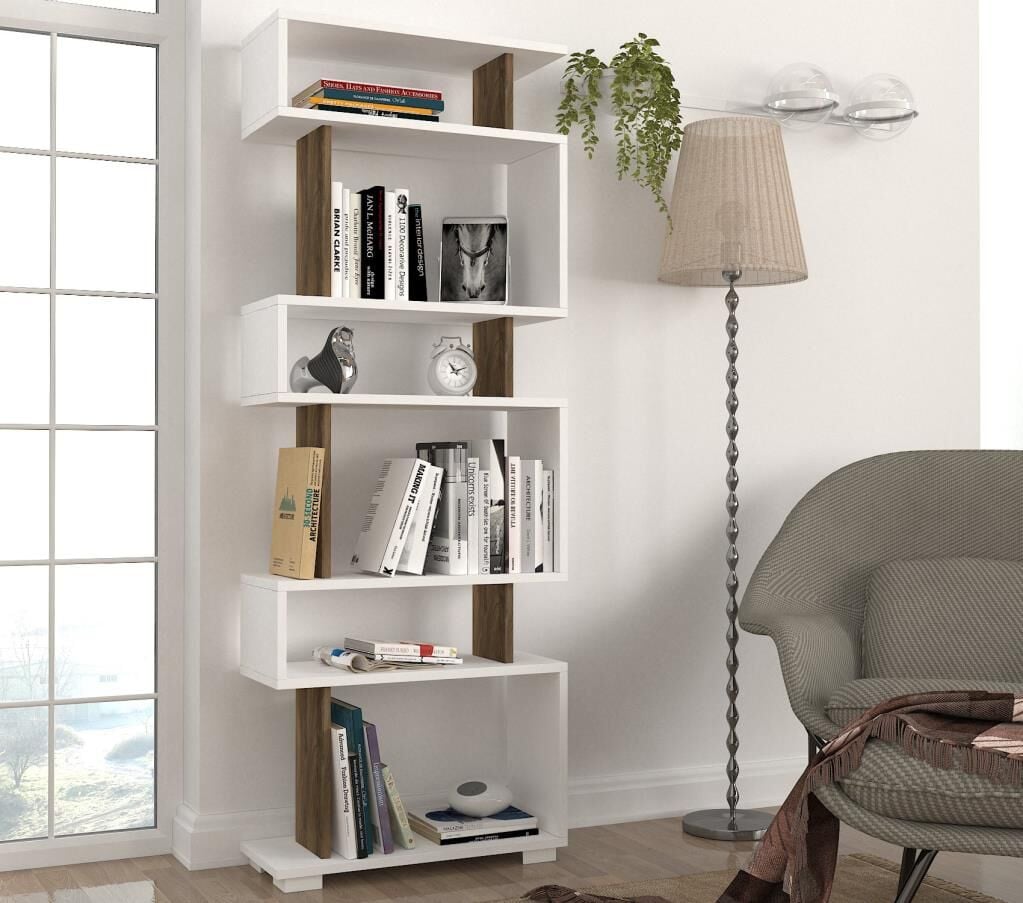 Blok Kitaplık Beyaz-Ceviz