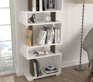 Blok Kitaplık Beyaz-Ceviz