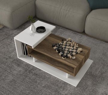 Spring Orta Sehpa Beyaz-Ceviz