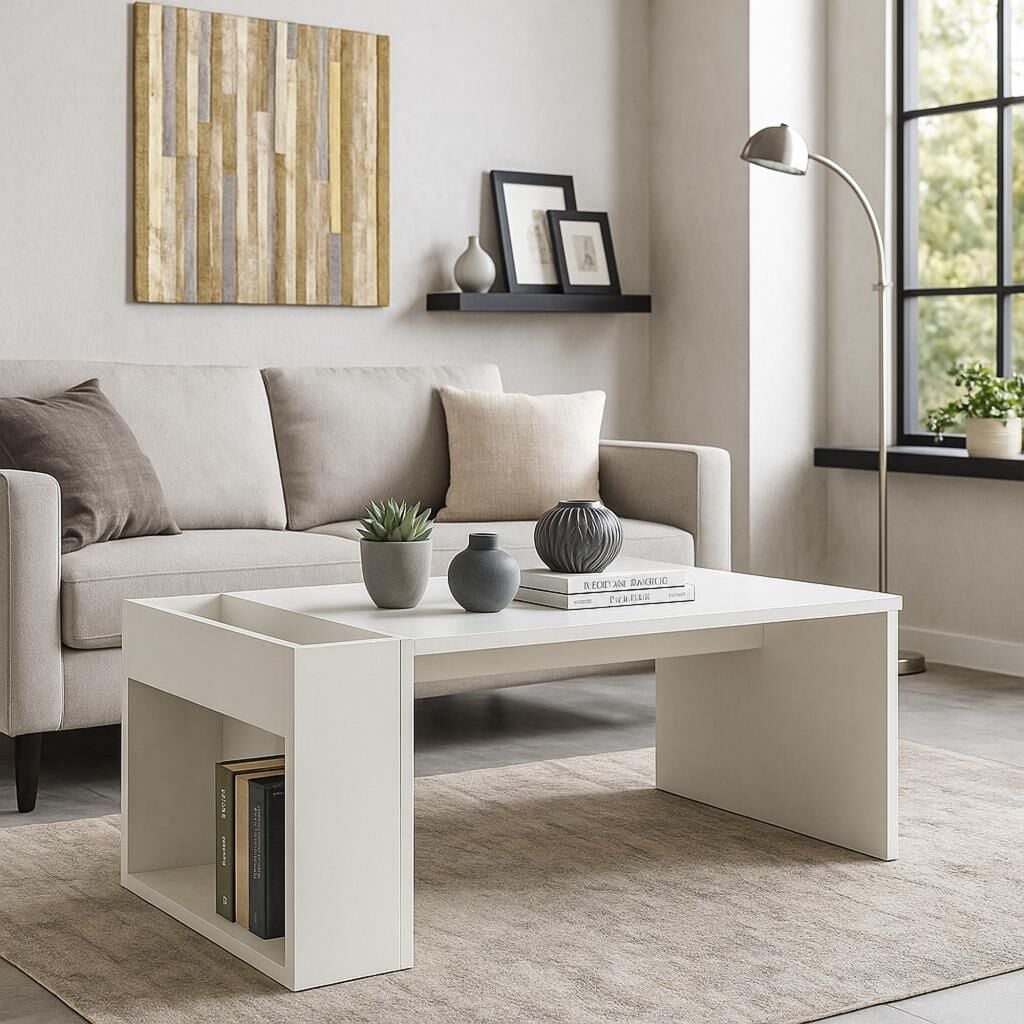 Dekorister View Beyaz Orta Sehpa - Modern Salon ve Oturma Odası Sehpası